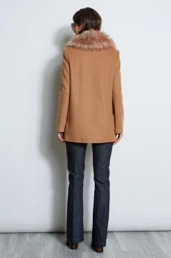 Elie Tahari Faux Fur Collar Peacoat- Coats