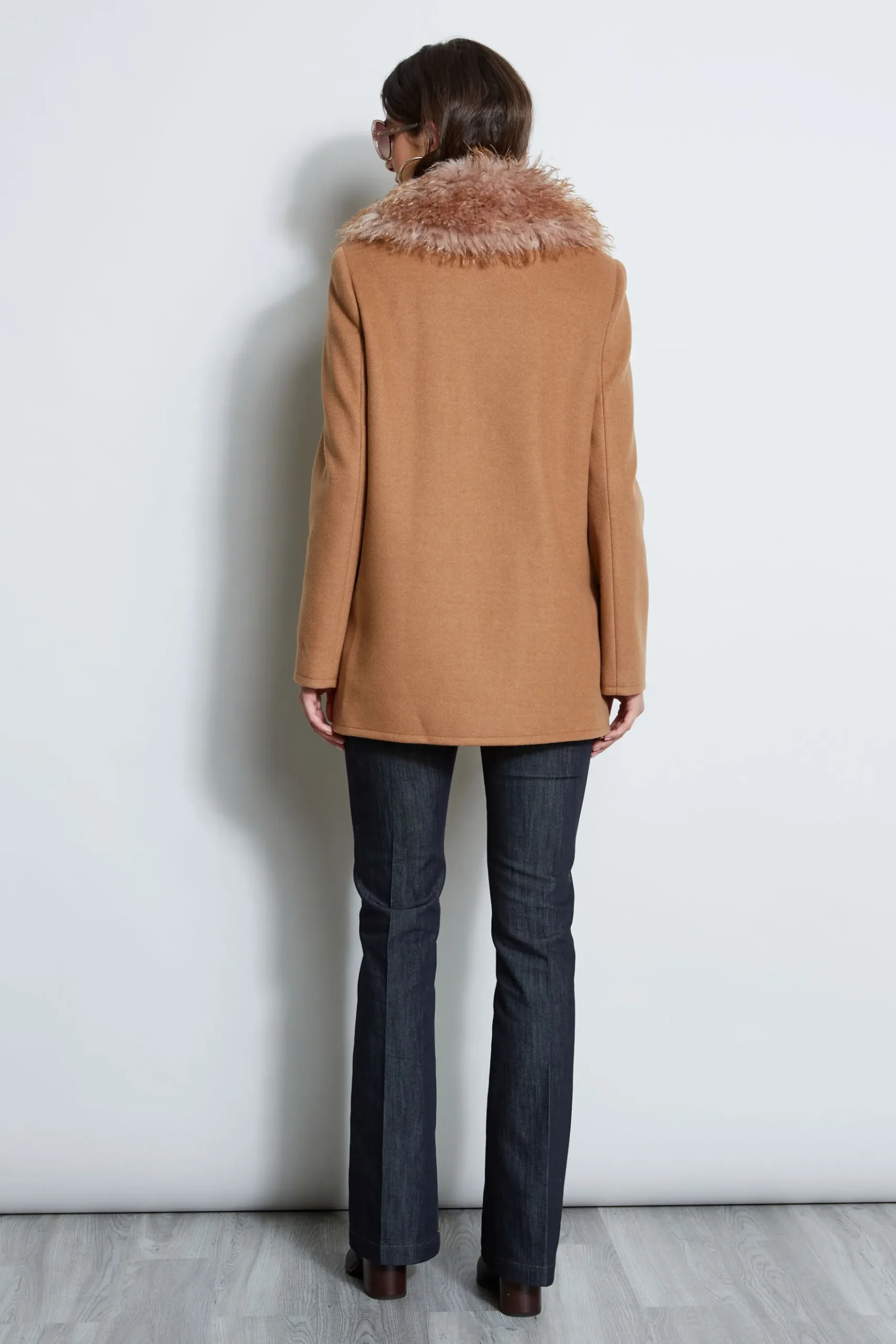 Elie Tahari Faux Fur Collar Peacoat- Coats