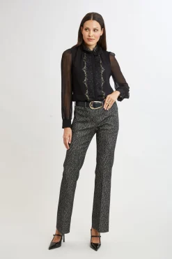 Elie Tahari Fit & Flare Metallic Tweed Pant- Bottoms|Suiting