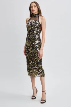 Elie Tahari Floral Sequin Halter Top- Tops & Sweaters