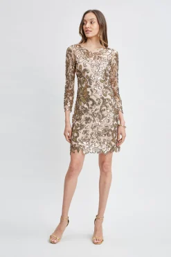 Elie Tahari Floral Sequin Long Sleeve Dress- Dresses & Jumpsuits
