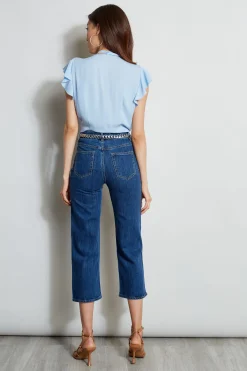 Elie Tahari Flutter Sleeve Tie Shirt- Tops & Sweaters