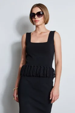 Elie Tahari Fringe Hem Knit Top- Tops & Sweaters