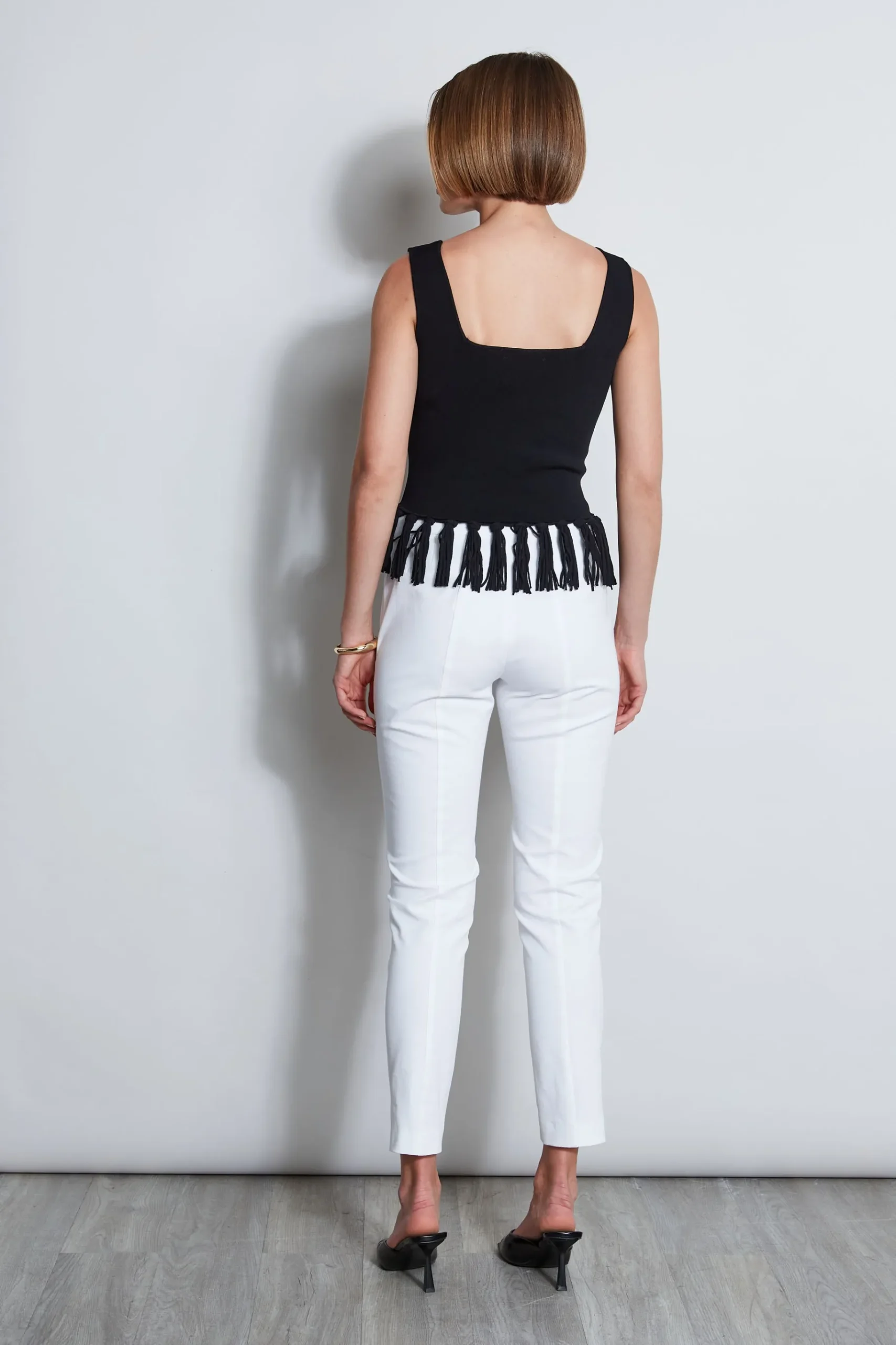 Elie Tahari Fringe Hem Knit Top- Tops & Sweaters