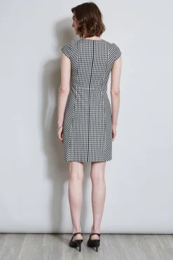 Elie Tahari Gingham Fit & Flare Dress- Dresses & Jumpsuits|Short Sleeve Dresses