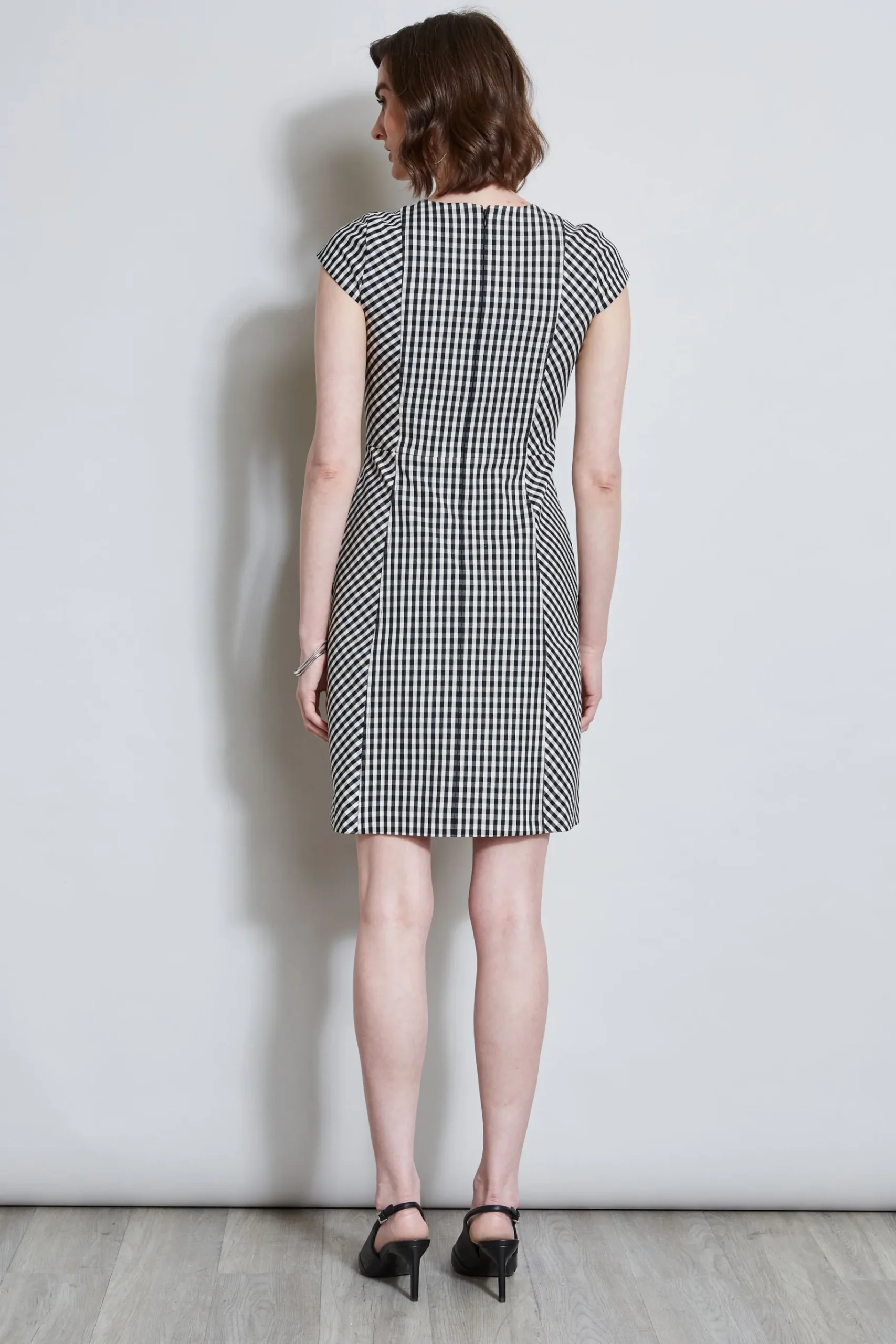 Elie Tahari Gingham Fit & Flare Dress- Dresses & Jumpsuits|Short Sleeve Dresses