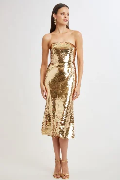 Elie Tahari Graduated Sequin Dress- Dresses & Jumpsuits|Midi Dresses