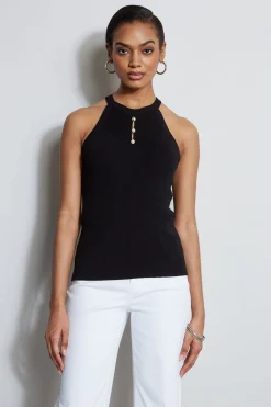 Elie Tahari Halter Neck Knit Sweater- Tops & Sweaters