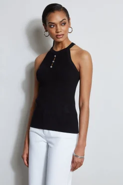 Elie Tahari Halter Neck Knit Sweater- Tops & Sweaters