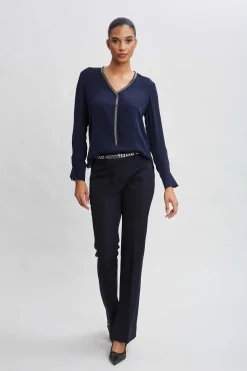 Elie Tahari Inseam Slit Flare Pant- Bottoms