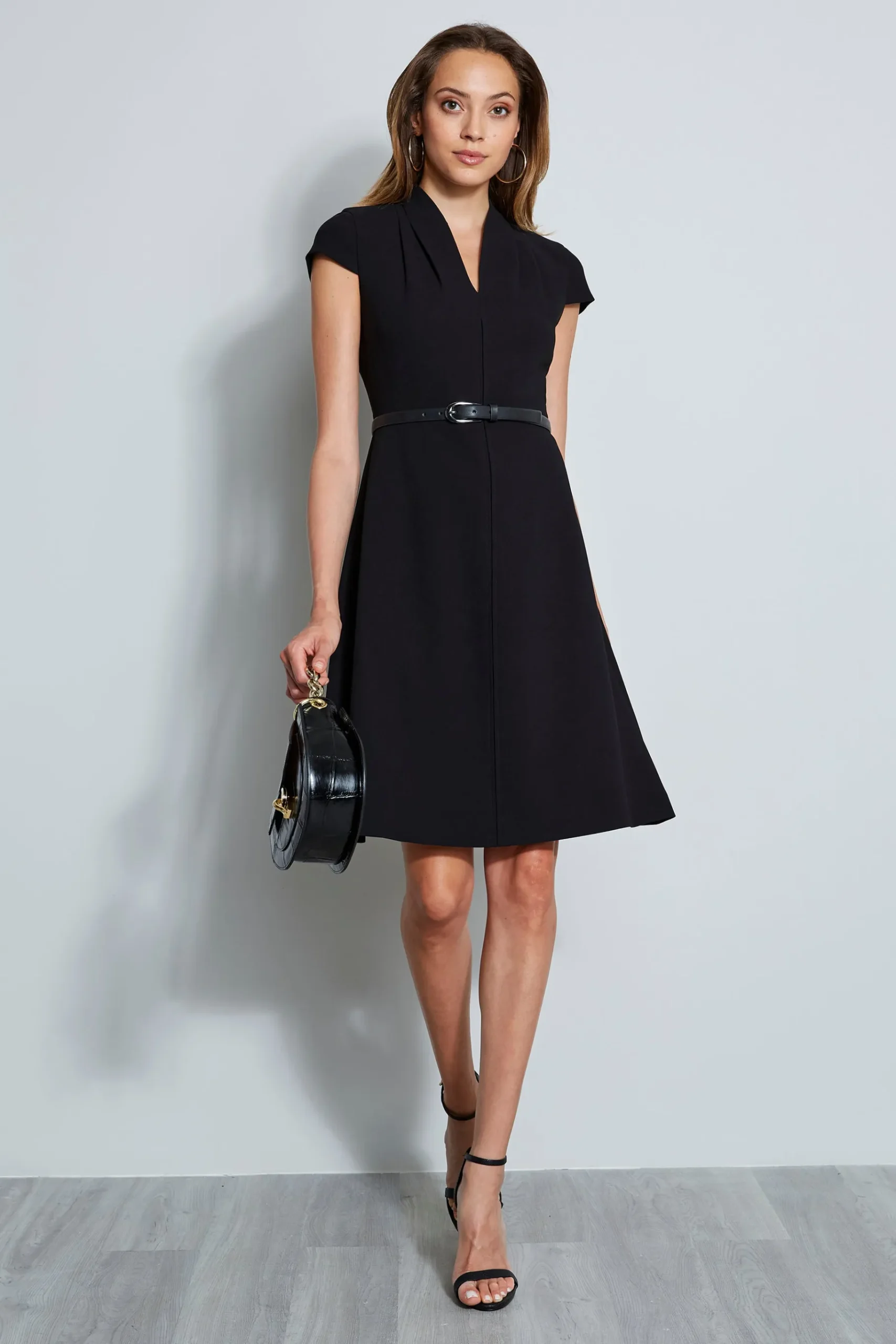 Elie Tahari Judith Belted Dress- Dresses & Jumpsuits|Short Sleeve Dresses