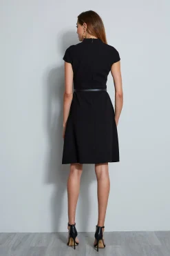Elie Tahari Judith Belted Dress- Dresses & Jumpsuits|Short Sleeve Dresses