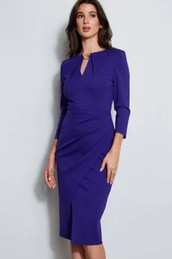 Elie Tahari Keyhole Ring Wrap Dress- Dresses & Jumpsuits|Long Sleeve Dresses