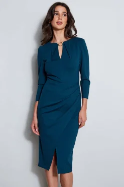 Elie Tahari Keyhole Ring Wrap Dress- Dresses & Jumpsuits|Long Sleeve Dresses