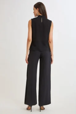 Elie Tahari Lace Insert Crinkle Silk Chiffon Shirt- Tops & Sweaters