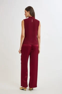 Elie Tahari Lace Insert Crinkle Silk Chiffon Shirt- Tops & Sweaters