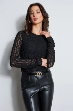 Elie Tahari Lace Long Sleeve Knit- Tops & Sweaters