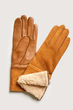 Elie Tahari Leather Shearling Gloves- Fragrance|Gloves