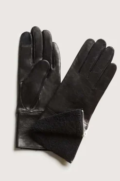 Elie Tahari Leather Shearling Gloves- Fragrance|Gloves