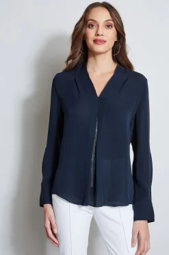 Elie Tahari Long Sleeve Chain Shirt- Tops & Sweaters