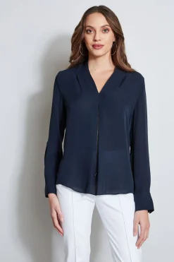 Elie Tahari Long Sleeve Chain Shirt- Tops & Sweaters