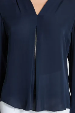Elie Tahari Long Sleeve Chain Shirt- Tops & Sweaters