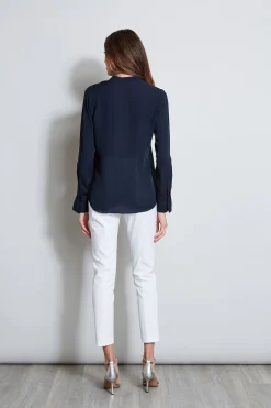 Elie Tahari Long Sleeve Chain Shirt- Tops & Sweaters