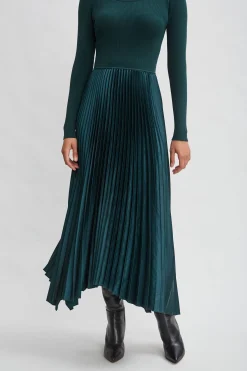 Elie Tahari Long Sleeve Knit Pleated Dress- Dresses & Jumpsuits|Long Sleeve Dresses