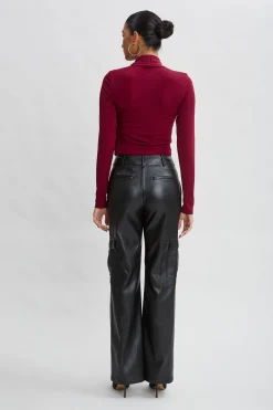 Elie Tahari Long Sleeve Ruched Draped Knit- Tops & Sweaters