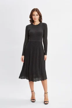 Elie Tahari Lurex Flare Sweater Dress- Dresses & Jumpsuits