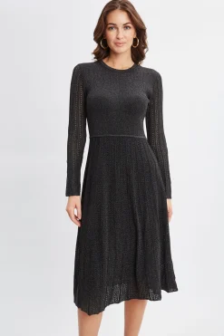 Elie Tahari Lurex Flare Sweater Dress- Dresses & Jumpsuits