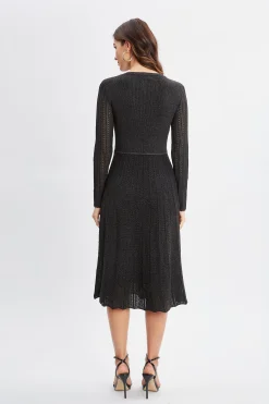 Elie Tahari Lurex Flare Sweater Dress- Dresses & Jumpsuits