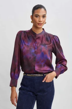 Elie Tahari Marble Button Down Shirt- Tops & Sweaters