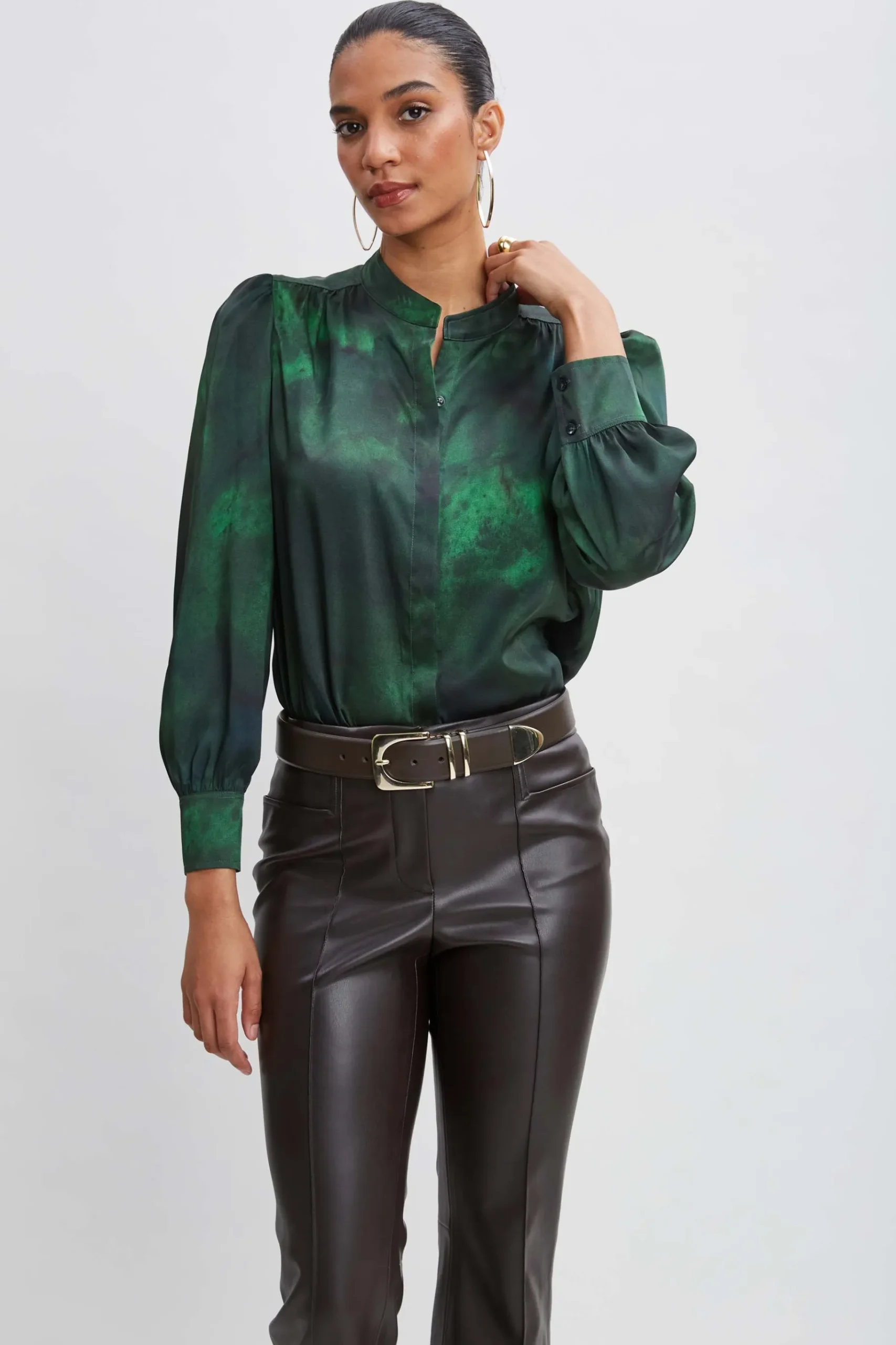 Elie Tahari Marble Button Down Shirt- Tops & Sweaters