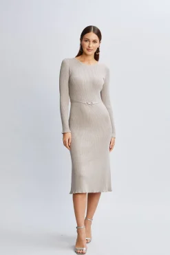 Elie Tahari Metallic Belted Sweater Dress- Dresses & Jumpsuits