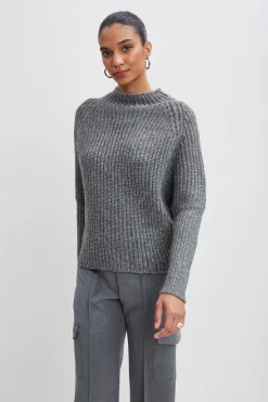 Elie Tahari Metallic Mock Neck Sweater- Tops & Sweaters