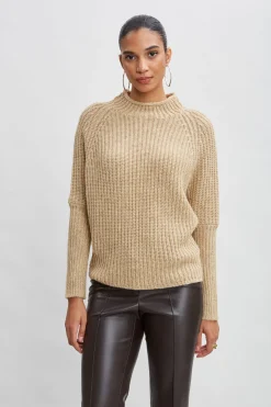 Elie Tahari Metallic Mock Neck Sweater- Tops & Sweaters