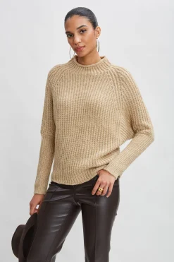 Elie Tahari Metallic Mock Neck Sweater- Tops & Sweaters