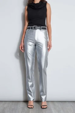 Elie Tahari Metallic Stretch Twill Jeans- Bottoms