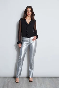 Elie Tahari Metallic Stretch Twill Jeans- Bottoms