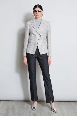Elie Tahari Metallic Tweed 3 Button Blazer- Jackets & Blazers