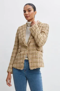 Elie Tahari Metallic Tweed Blazer- Jackets & Blazers|Suiting
