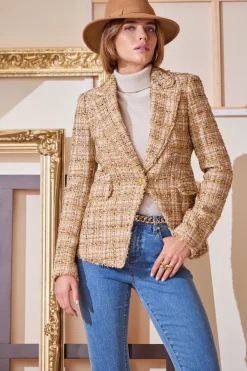 Elie Tahari Metallic Tweed Blazer- Jackets & Blazers|Suiting