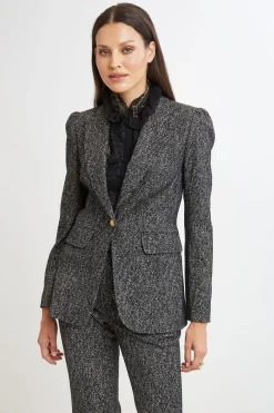 Elie Tahari Metallic Tweed Blazer- Suiting|Jackets & Blazers