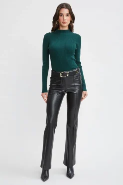 Elie Tahari Mock Neck Button Sweater- Tops & Sweaters