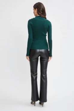 Elie Tahari Mock Neck Button Sweater- Tops & Sweaters