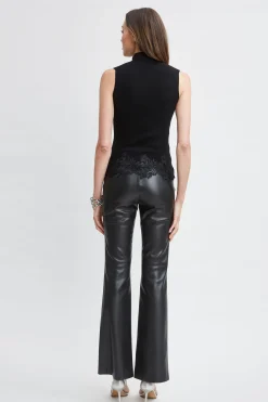 Elie Tahari Mock Neck Lace Hem Sleeveless Sweater- Tops & Sweaters