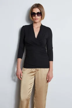 Elie Tahari Mock Wrap Knit- Tops & Sweaters