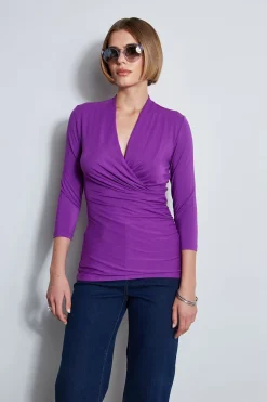 Elie Tahari Mock Wrap Knit- Tops & Sweaters