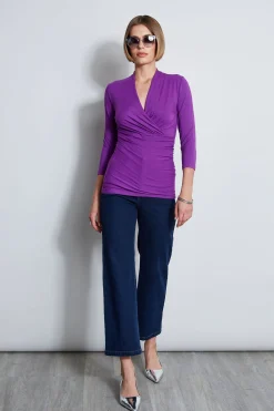 Elie Tahari Mock Wrap Knit- Tops & Sweaters